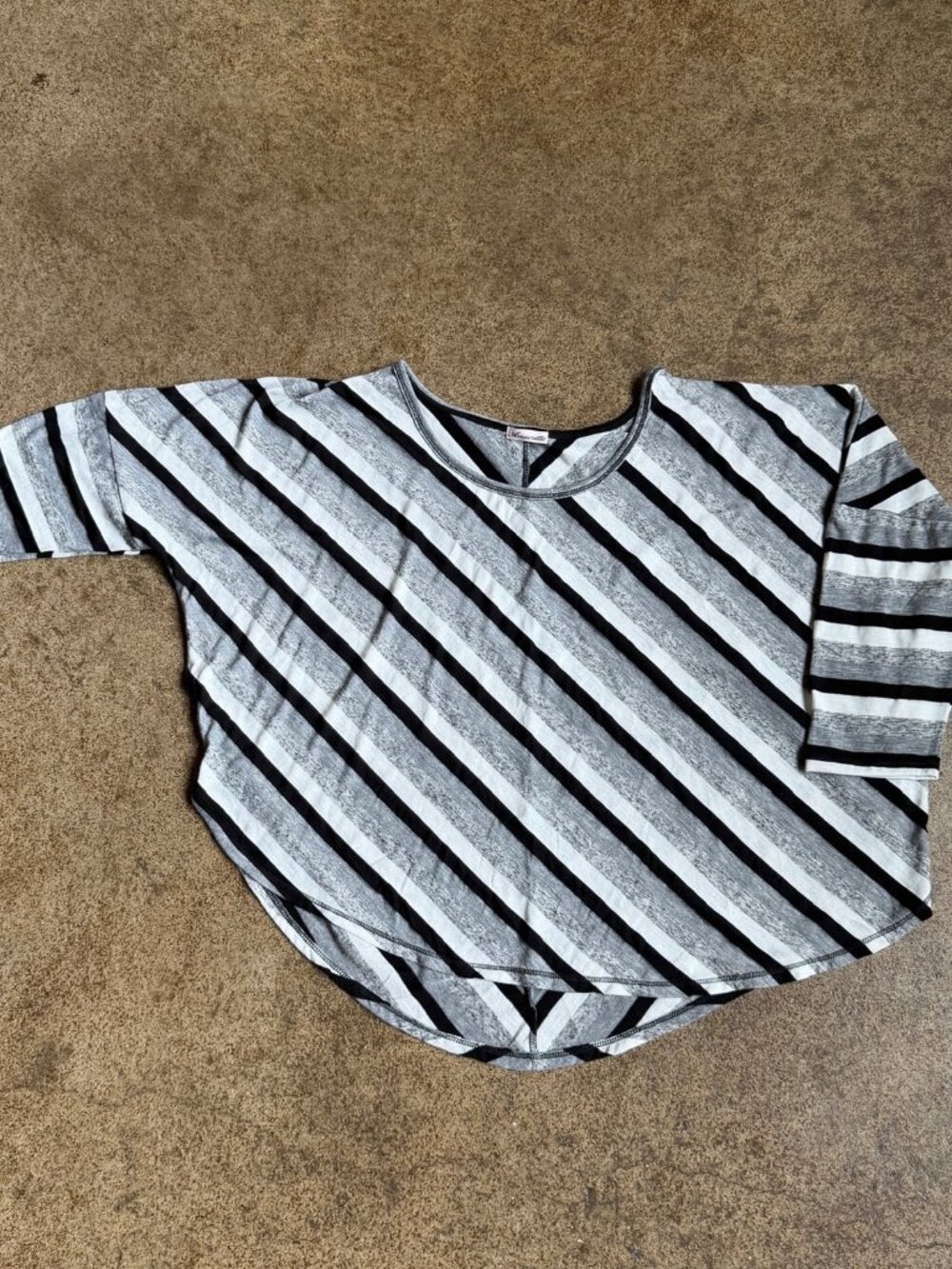 Black, White, & Gray Striped Top